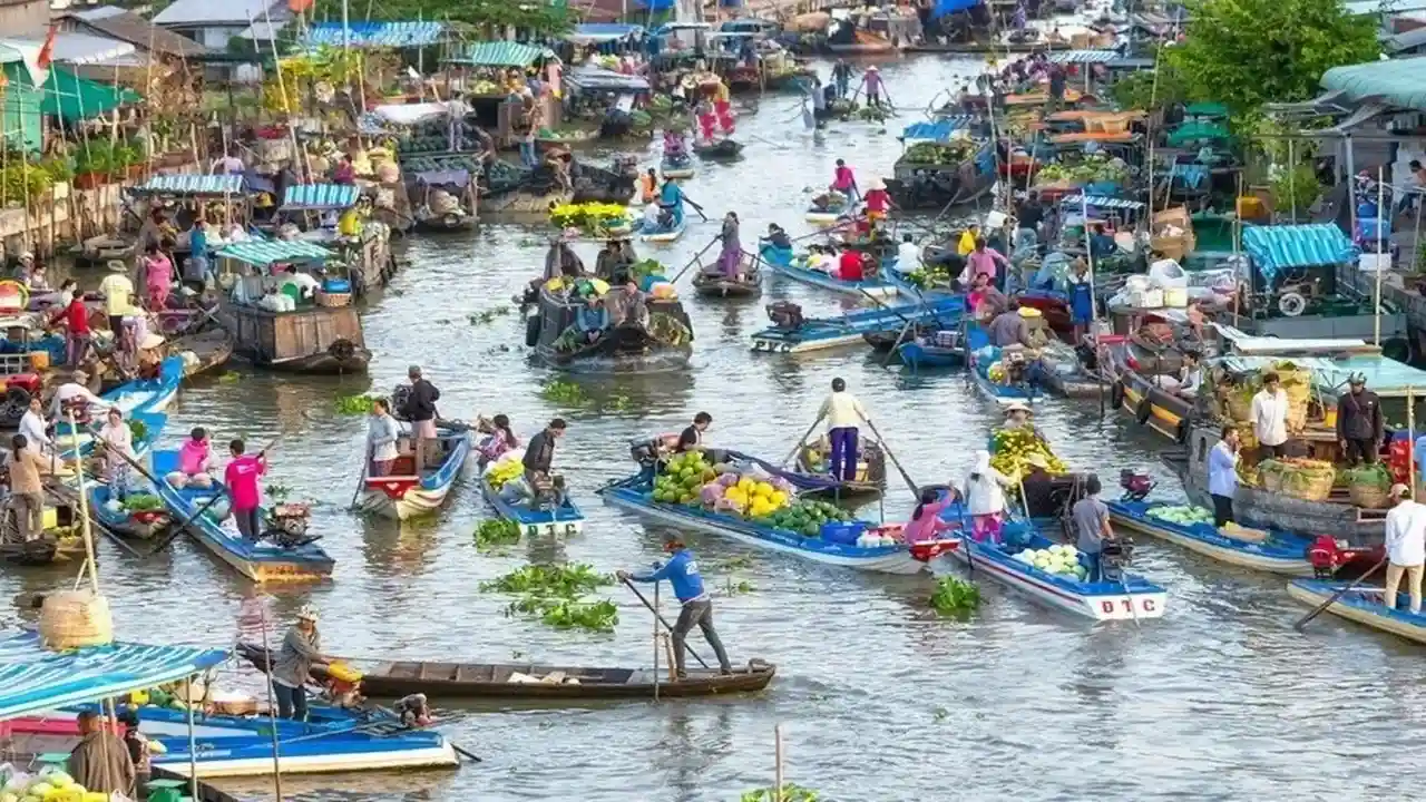 Floating market in Vietnam